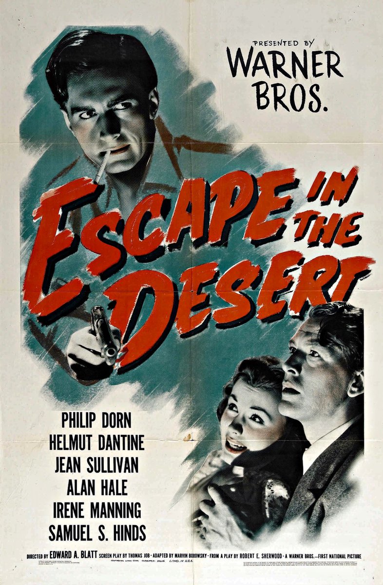 TCMComingUp's tweet photo. #ComingUpOnTCM
ESCAPE IN THE DESERT (1945) #JeanSullivan #PhillipDorn #IreneManning
Dir.: #EdwardABlatt 3:45 AM PT
A Dutch hitchhiker stops at a lonely desert café that is taken over by escaped Nazi POWs.
1h 19m | Suspense | TV-PG
#TCM #TCMParty #ThePetrifiedForest https://t.co/BIsw28M5dN