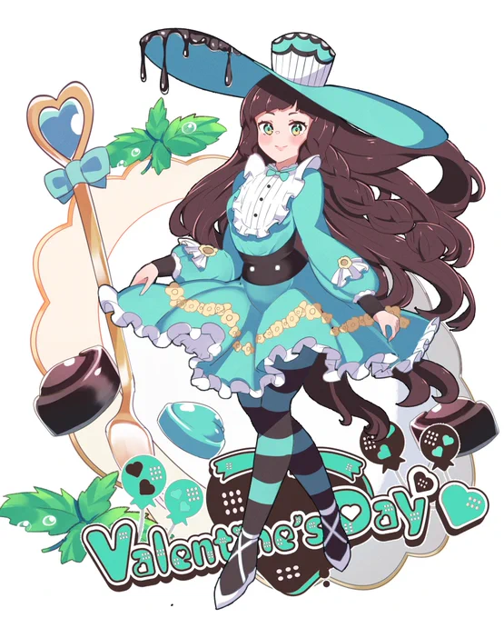 チョコミントちゃんフライングバレンタインイラスト 