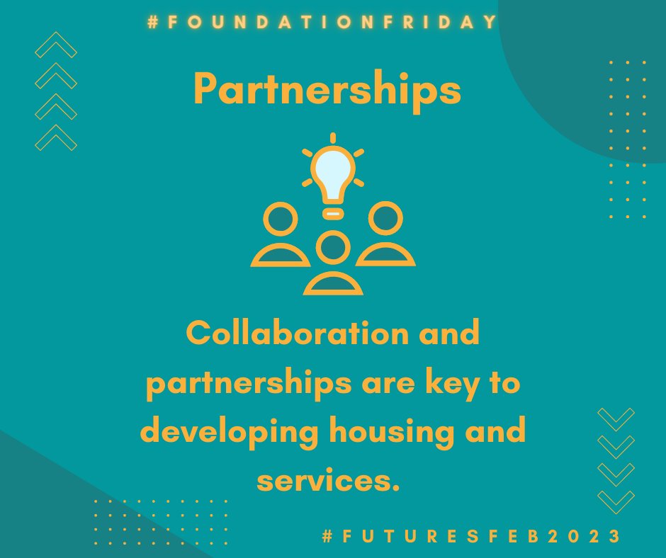 CIHFutures's tweet photo. Its #FoundationFriday and today we are focusing on our foundation of #Partnerships ๐ค๐ป
We believe collaboration and partnerships are key to developing housing and services ๐ก
Throughout the day we will be sharing some good examples of partnerships in the sector ๐
#FuturesFeb https://t.co/R1JZ1FGsVo