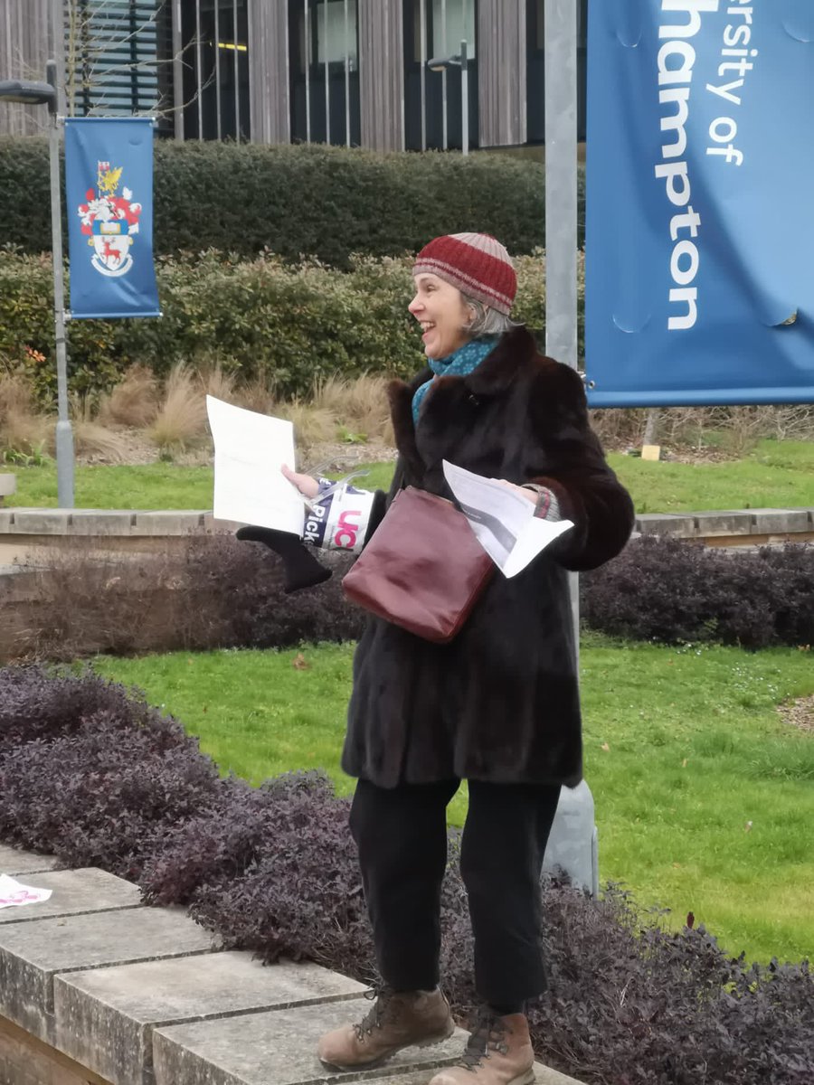 SouthamptonUCU's tweet photo. Heard from our fantastic pensions rep Traute Meyer during our rally today - it is CLEAR that the cuts can and should be reversed #ucuRISING #UCUstrike https://t.co/tF3sEgaVEP