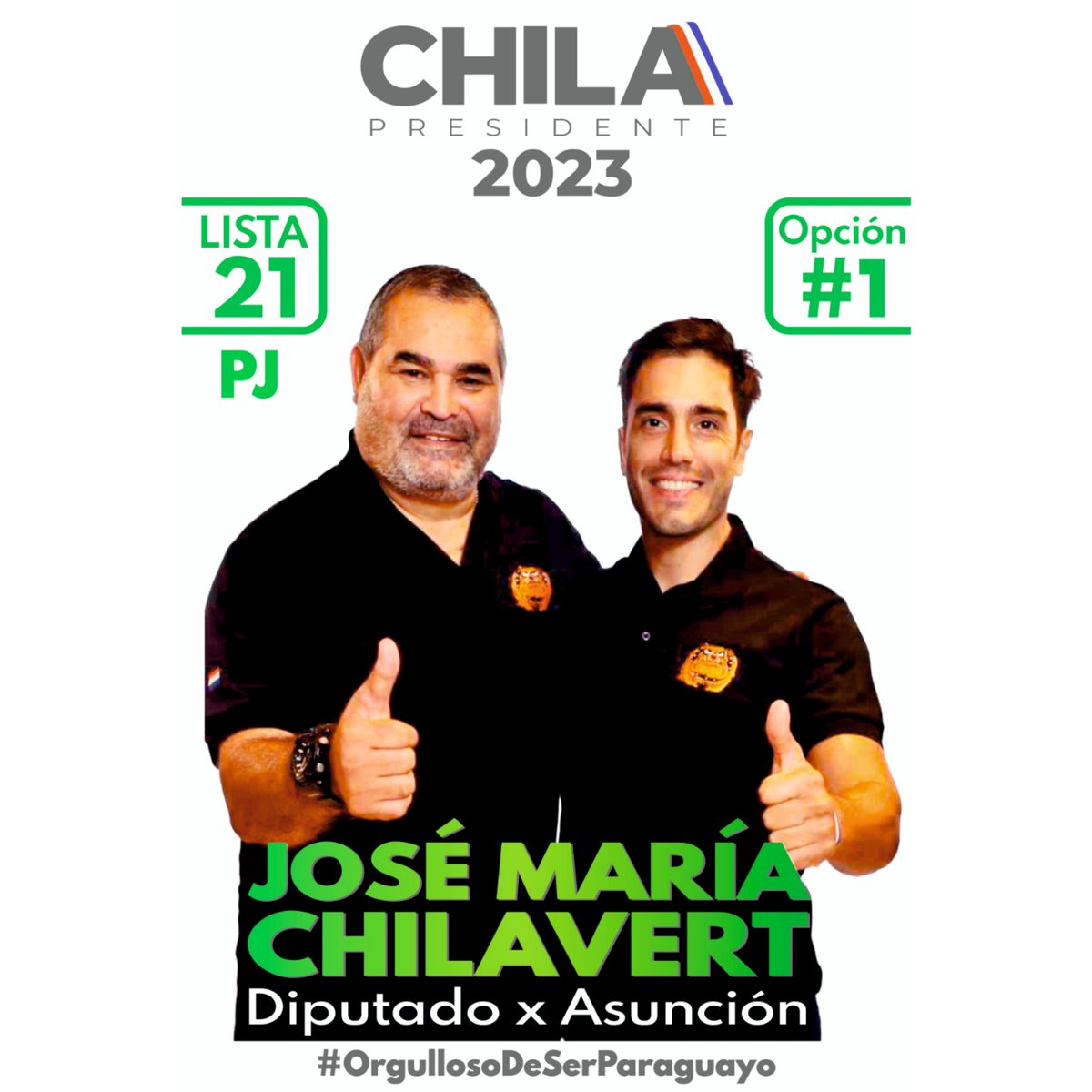 ChilavertPy's tweet photo. Oficialmente Candidato a Diputado x Asunción LISTA 21
Con el Patriotismo y Espíritu de siempre asumimos este desafío x un Paraguay mejor para nuestros Hijos
Gracias x la confianza @JoseLChilavert_ y Partido de la Juventud.
#LISTA21 #OrgullosodeSerParaguayo #ChilavertPresidente23 https://t.co/3fXykeXahX