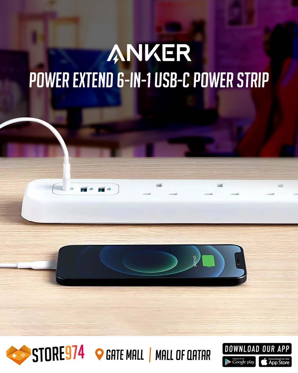 Anker PowerExtend 6-IN-1 USB-C PowerStrip gives you a USB-C port, 2 USB ports and 3 AC outlets for up to 6 devices from a single wall outlet. It delivers an optimized 30W charge to phones, tablets and more with Anker’s PowerIQ technology.
QR 149