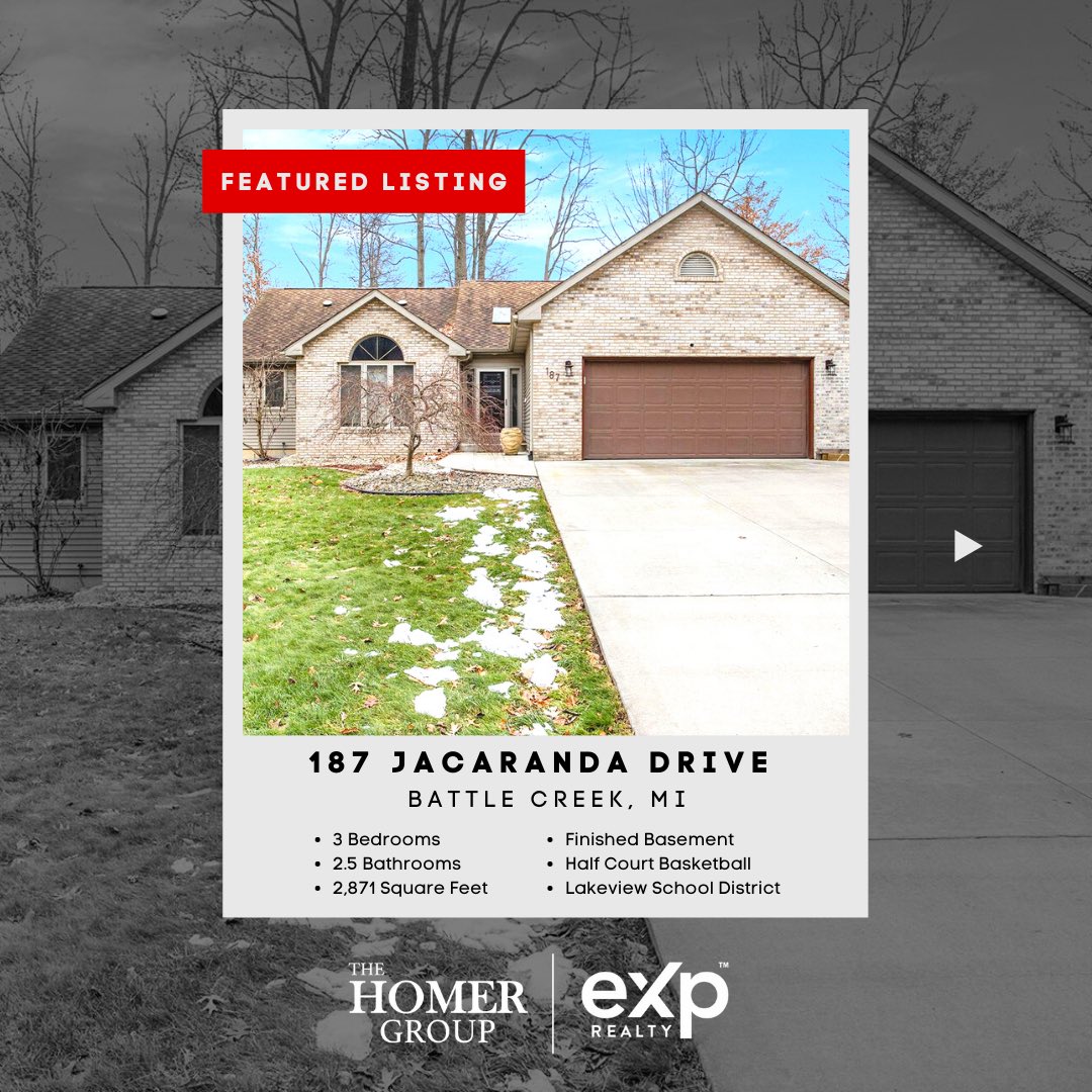 Gavin_Homer2's tweet photo. 🎬🔥 Featured Listing 🔥🎬

👉 This weeks featured listing is 187 Jacaranda Drive in Battle Creek, Michigan! This 3 bed, 2.5 bath ranch rests in Lakeview School District and includes a finished basement, fenced in yard, and a spacious layout for all to enjoy! Contact info in bio! https://t.co/N9tzJ3vM6m