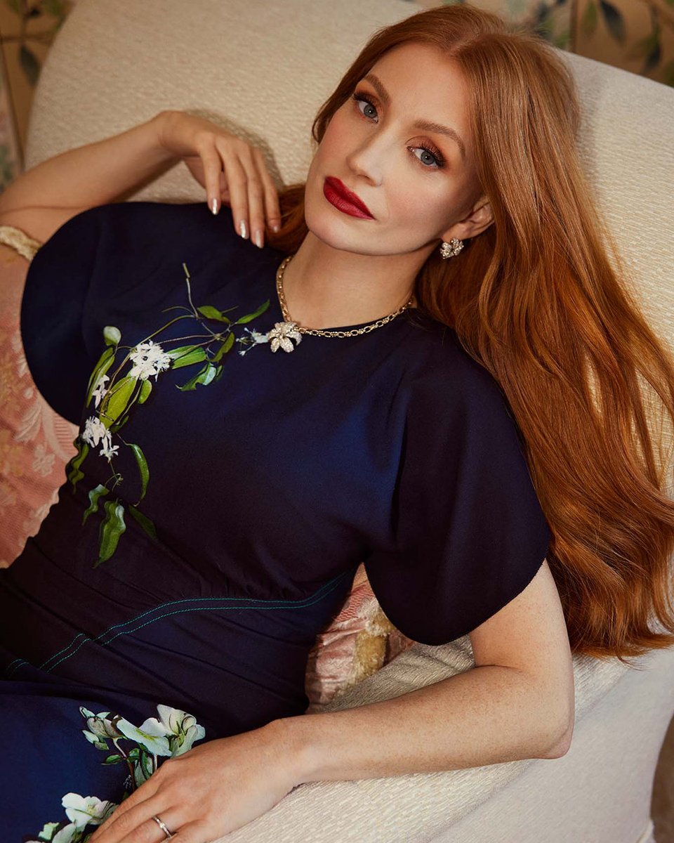 victoriabeckham's tweet photo. #VBMuse @Jes_Chastain wears the Cap Sleeve Mini Dress from the #VBPSS23 collection for @MarieClaire. https://t.co/KD4qbar7rj
