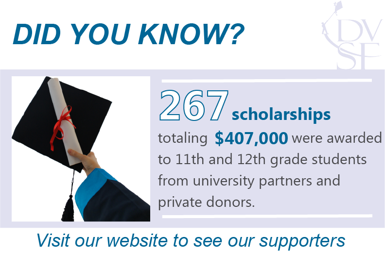 DVSFairs's tweet photo. DID YOU KNOW?? Our university partners and donors provided 267 scholarships totaling $407,000 to students at the 2022 Delaware Valley Science Fairs! Thanks, supporters! If you are interested in who supports DVSF, visit our website! https://t.co/805GRhLn3X
#DVSF #ScienceFair https://t.co/YHpbcJHxI0