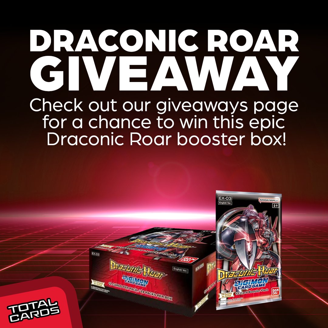 We are very excited to be giving away a Draconic Roar booster box to one lucky winner! Head over to our giveaways page now so you don't miss out!
totalcards.net/giveaways