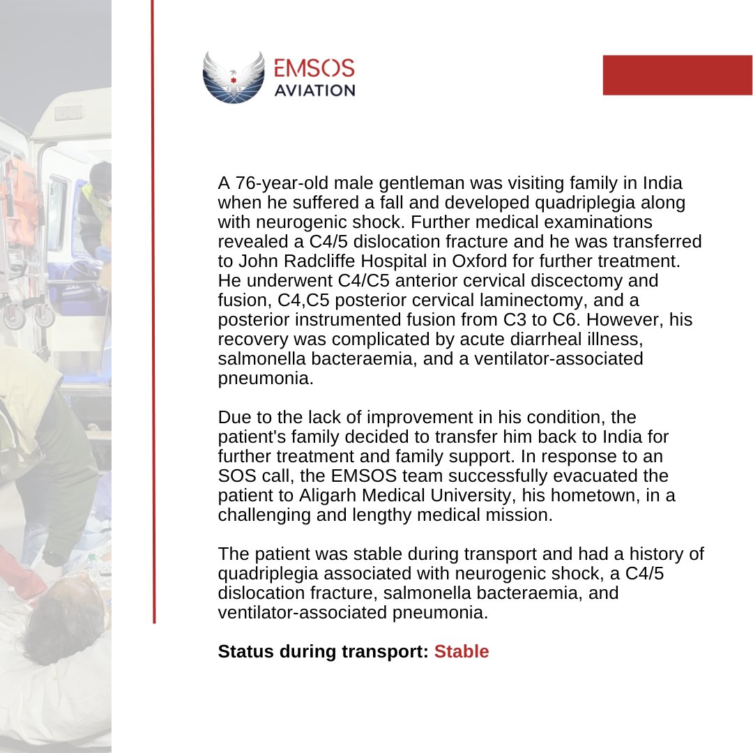 AviationEmsos's tweet photo. The EMSOS team shines in a time of adversity, successfully completing one of their longest and most challenging medical missions to date.
#EMSOSAviation #patientcare #medicalhelp #aeromed #airambulance #medicalevacuation #patienttransportation #Hopeandrecovery #airserviceindia https://t.co/iWDz0PPxl2