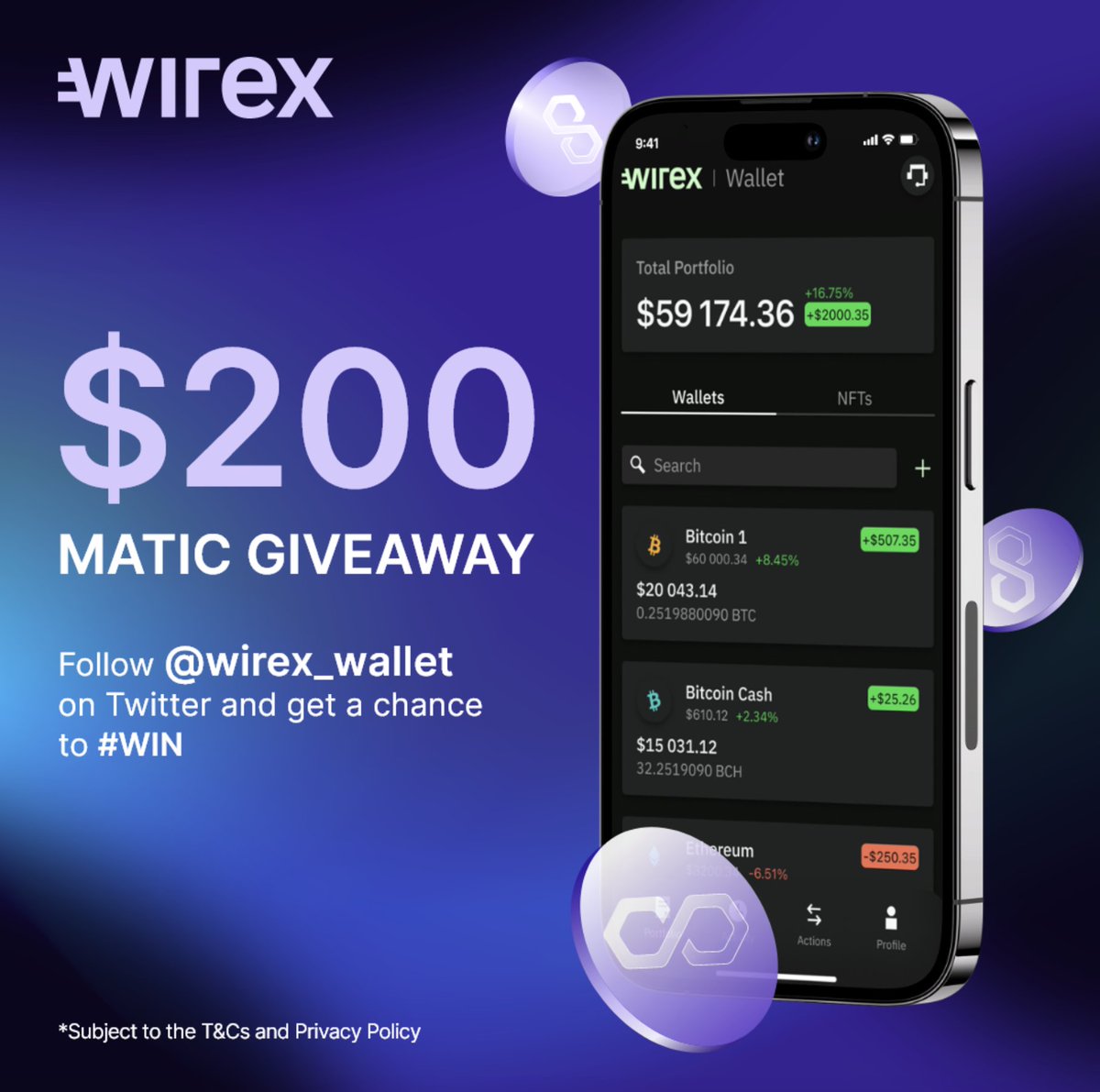 To celebrate 1️⃣ year anniversary of #Polygon on Wirex Wallet, we're giving away $50 in #MATIC to 4 lucky winners! 🎉 
Think you're a Matic Match? Complete the steps ⬇️
💎 Follow @wirex_wallet
💎 Like and RT this post
💎 Drop in comments one thing you love about <a href="/0xPolygon/">Polygon | POL</a>