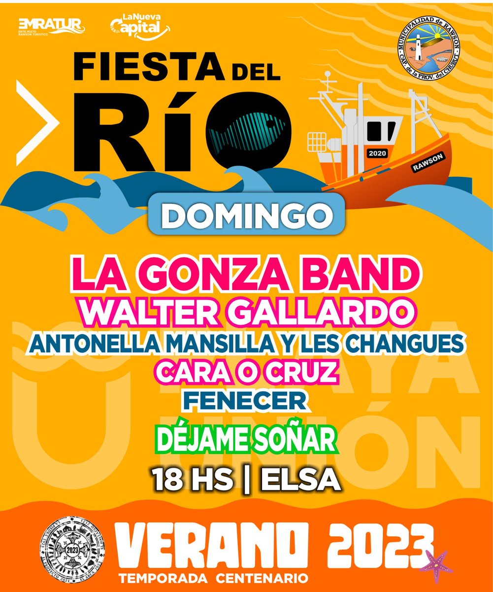 FenecerOficial's tweet photo. FIESTA DEL RIO 🐟

Te esperamos este domingo a partir de las 18 hs a pasar una tarde genial con musiquita de la buena 😏💣🔥

Puede ser que estemos mostrando temita nuevo 🤫 🫣 (te la tiro)

No te lo pierdas!

@MuniRawson https://t.co/Y2YYldBDc4