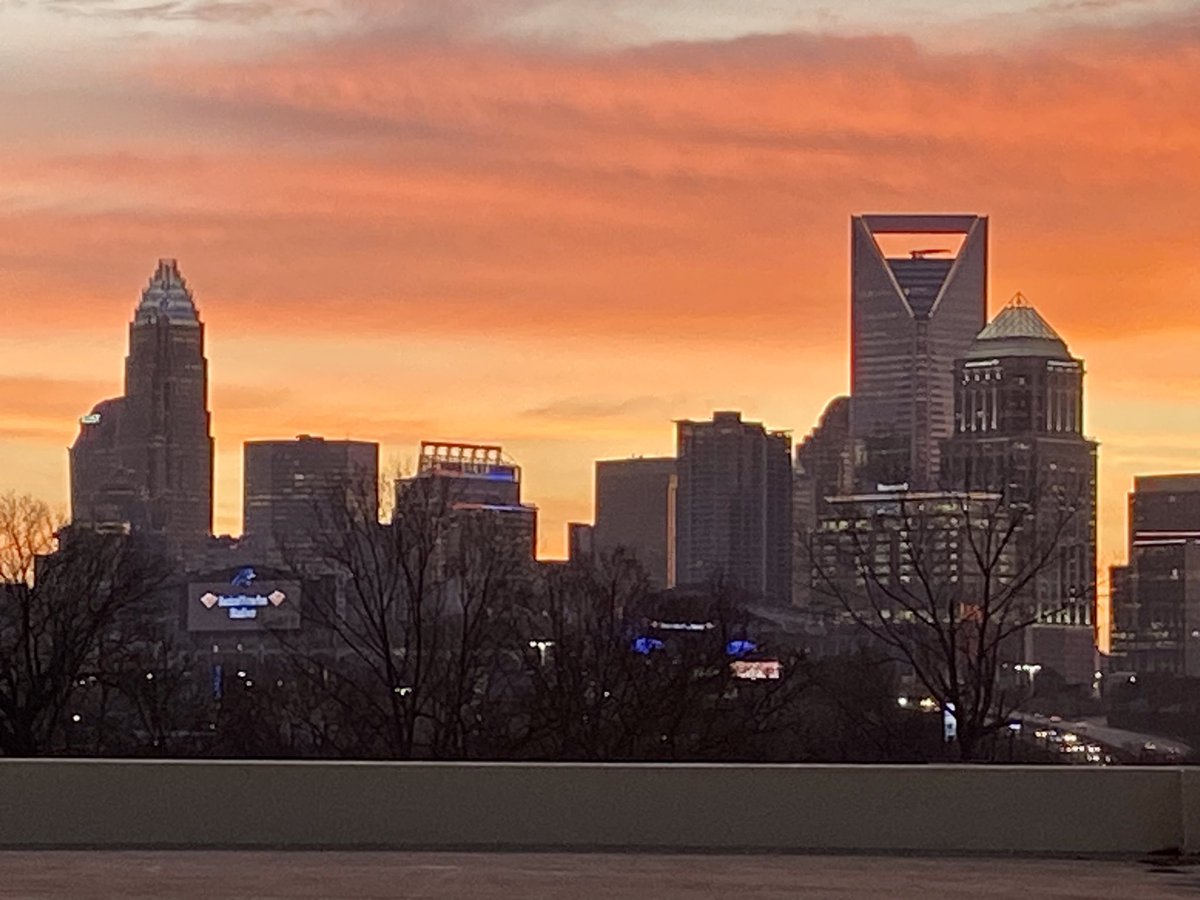 Beautiful sunrise view from <a href="/WBTV_News/">WBTV News</a> parking deck this am. #CLT #sunrise