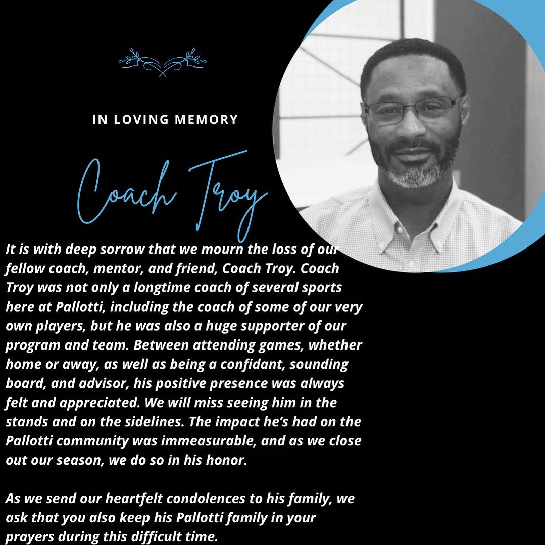 PallottiWBB's tweet image. Last night’s game was played with heavy hearts as we mourn the loss of our very own Coach Troy. Please keep his loved ones as well as his Pallotti family in your prayers during this time. #CoachTroyStrong