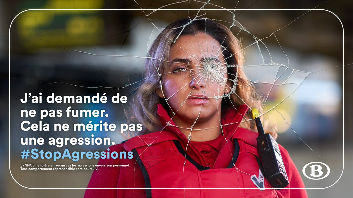 SNCB's tweet photo. 😲1900 agressions contre notre personnel en 2022, soit cinq par jour en moyenne.Le message de notre campagne est simple:toute forme de violence à l'encontre de nos collaborateurs et de voyageurs est inacceptable ! Un coup de sifflet final y a été donné aujourd’hui#StopAgressions https://t.co/BTtmAzDXBQ