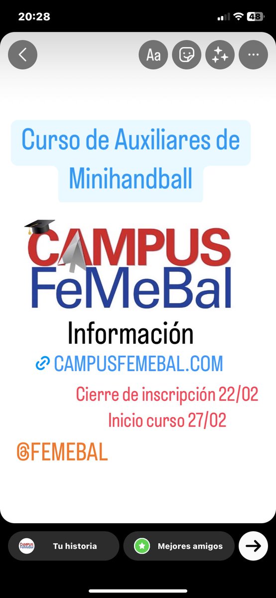 Curso de Auxiliar de Minihandball. 
Abierto a todo el país. 
En nuestra web wwwcampusfemebal.com toda la información para hacerlo.  <a href="/femebal/">Fe.Me.Bal.</a>