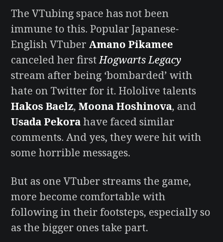 VTuber Amano Pikamee was harassed for playing Hogwarts Legacy