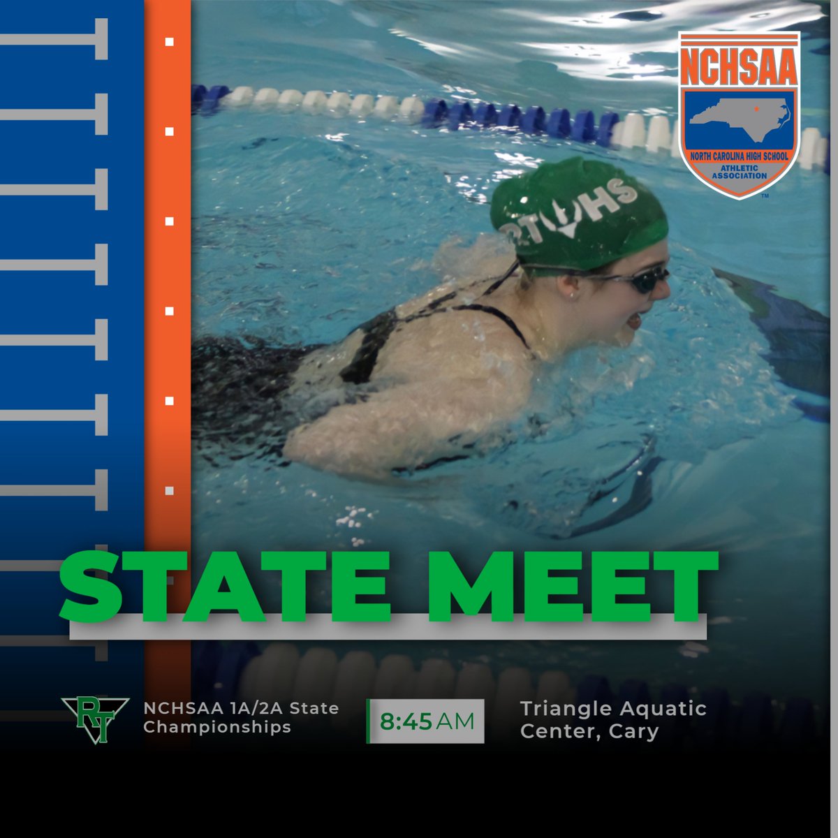 SWIMMING: Good luck to our girls' swimmers competing in today's #NCHSAASWIM 1A/2A state championships in Cary. Prelims get underway at 8:45 a.m.

#PutInTheWork #GoRaptors