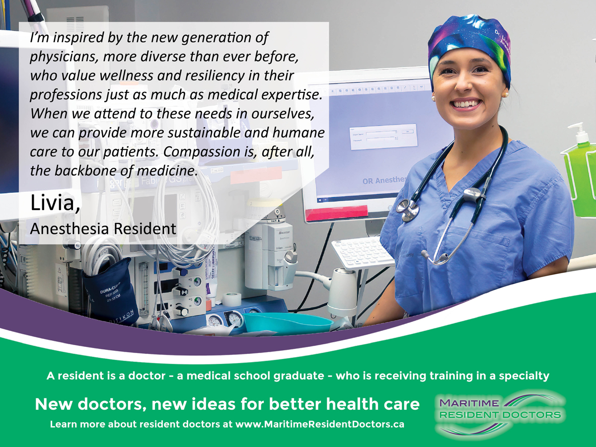 It's Resident Awareness Week! Each day, over 550 residents work in clinics, health care centres and hospitals throughout Nova Scotia, New Brunswick and PEI. Like Livia, a second-year Anesthesia resident. New doctors, new ideas for better health care. #MardocsAwareness2023
