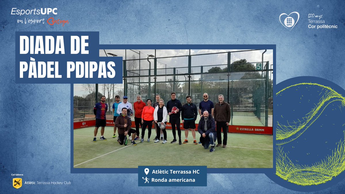EsportsUPC's tweet photo. #PDIPASUPC I Avui gaudim de l'esport i del #padel en la súper Diada de Pàdel a #Terrassa!🥎
📍Atlètic Terrassa Hockey Club
Per ➕ diades com aquestes!👏👏
#EsportsUPC @eseiaat_upc @la_UPC #movemlaupc #movemelcampus #campusterrassa #upc https://t.co/Q3zztyx4Rs