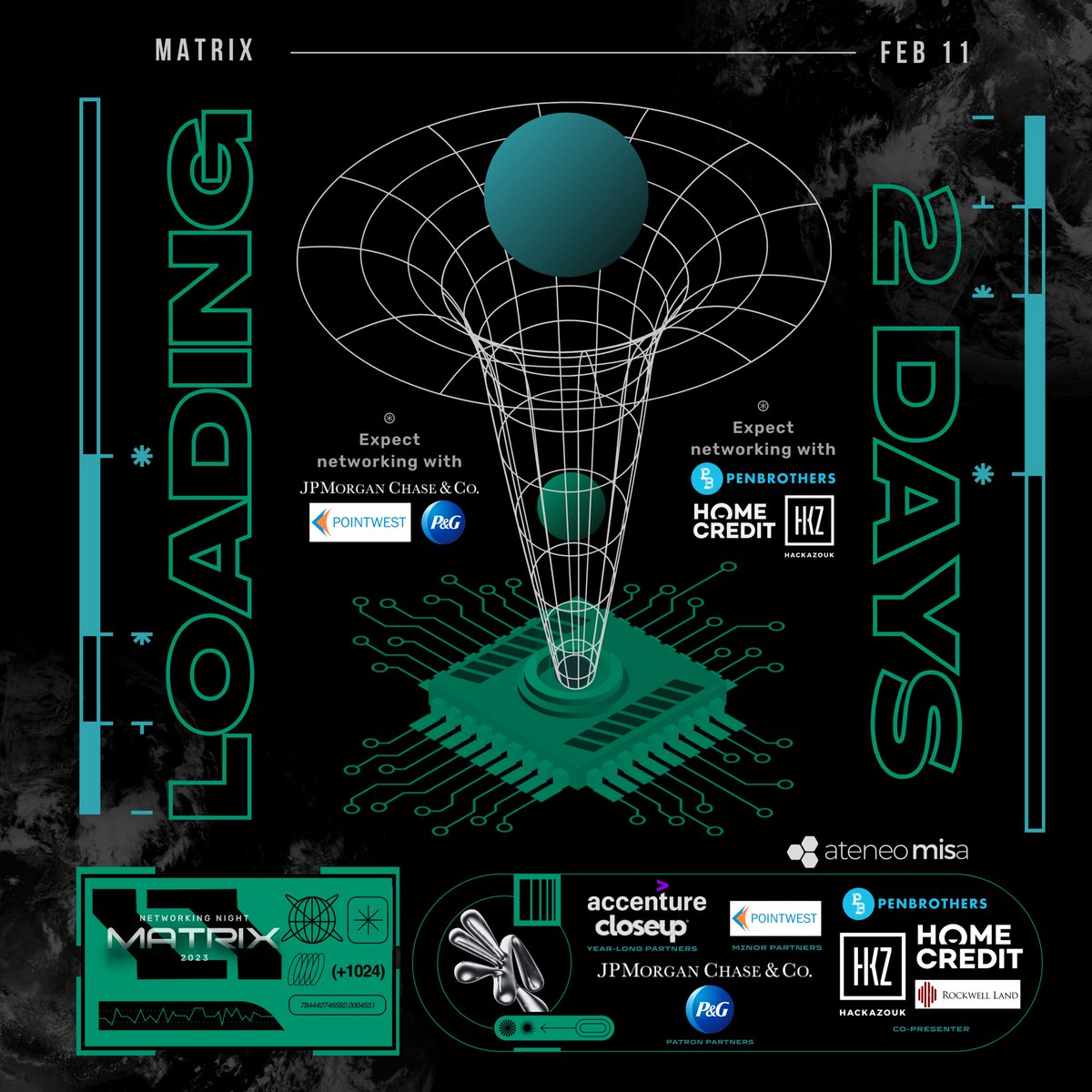 AteneoMISA's tweet photo. The countdown for Networking Night 2023: Matrix continues!  ✨ 

There’s only 2 DAYS OF LEFT before we head into the Matrix to meet with the MIS community! Headed in the Ubuntu Space, Areté, Ateneo de Manila University this February 11, 2023, 6:00pm - 10:00 pm. 🤖 https://t.co/3kkOdC6fAm