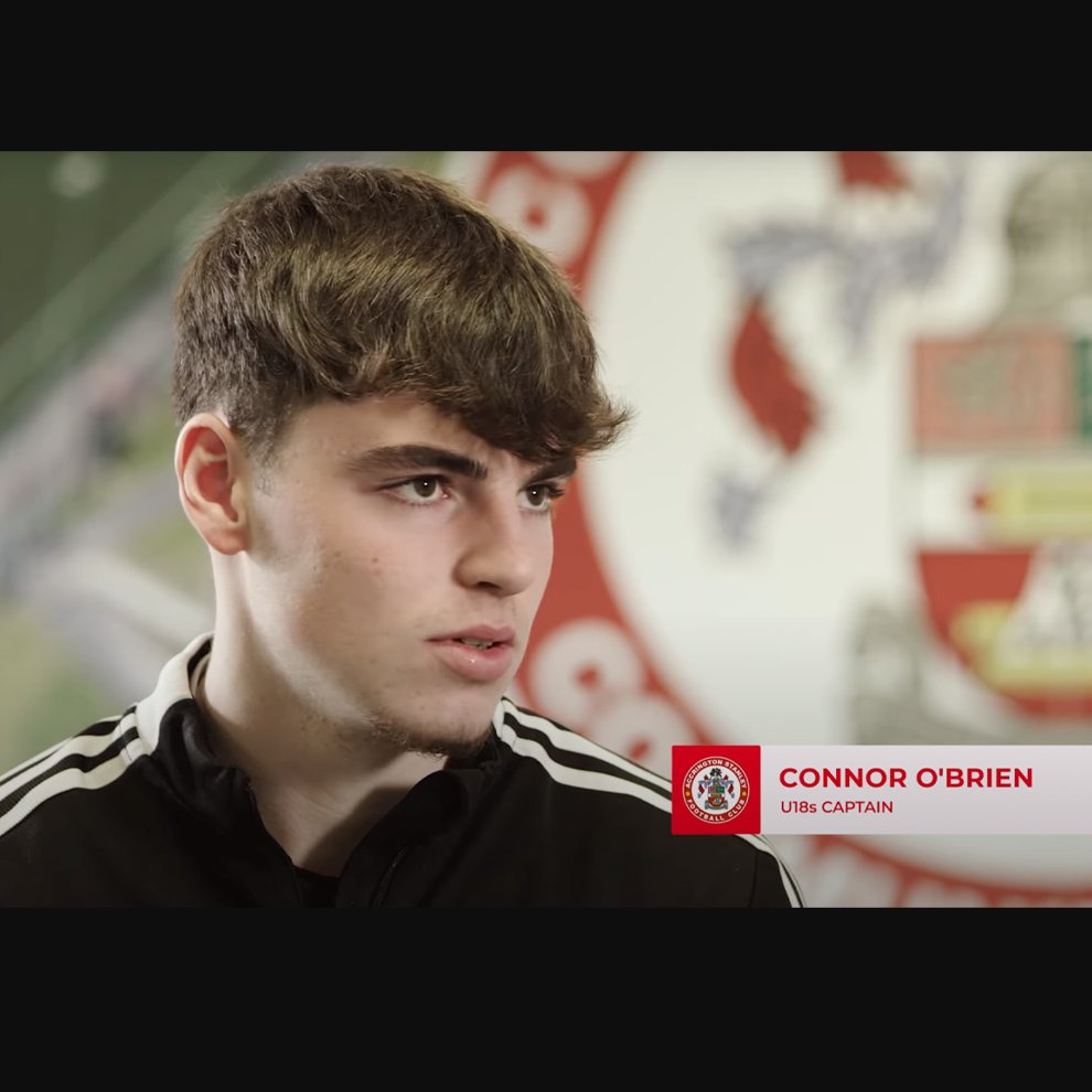 Bepro_EN's tweet photo. Remember this young man? 🤔

He is Connor O’Brien, @ASFCofficial's U18 captain that we saw in the Bepro x ASFC Academy video.

This week he made his 1st team debut! 

See him speak about his ambitions last year👉
https://t.co/7hEwvS8M8S

Congrats, Connor! 🙌

#asfc #efl #football https://t.co/P8OOHMcfxk