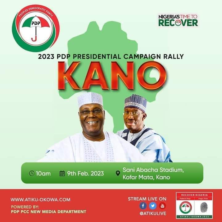 omoghenedennis's tweet photo. #TheUnifiers, Atiku Abubakar &amp; Ifeanyi Okowa with their #RecoverNigeria Team, land in the “Centre of Commerce” for the PDP Presidential Campaign Rally. Live @ Sani Abacha Stadium, Kano.

AtikuOkowa Is Coming ...
PDP Is Coming ...
The Unifiers Are Coming

#Okowalition https://t.co/bRh13M2qa3