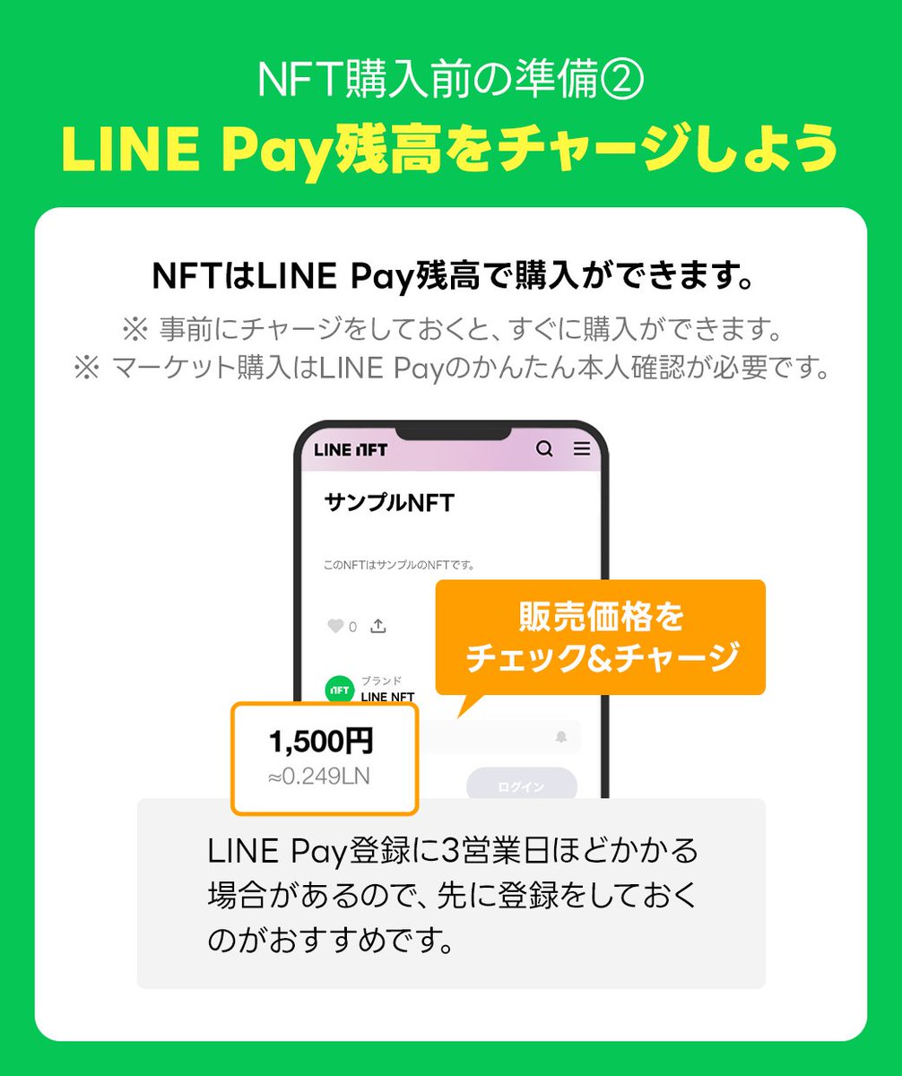 赤西仁さん 10th記念デジタルアートNFT #JINTEN

3月24日の発売まであと少し！ということで、購入前に必要な準備をご紹介します🙋‍♀️

アカウント開設ができていなかったり、LINE Pay残高が足りないと、すぐに購入できないので要注意です⚠️