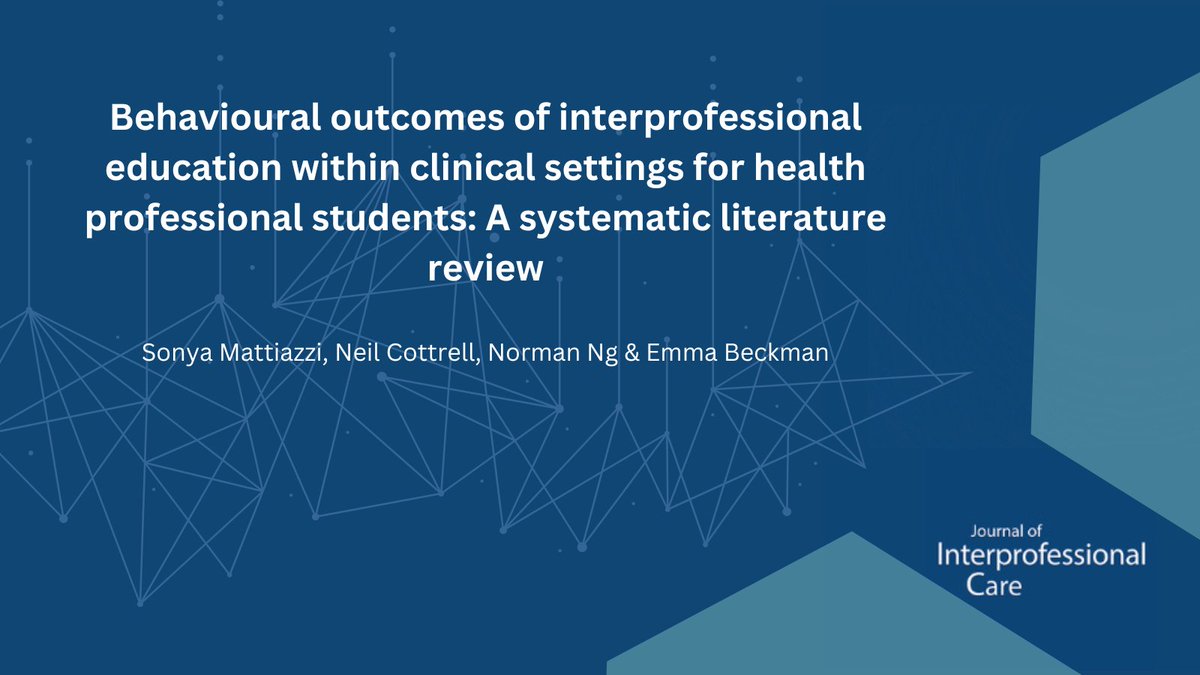 What are the behavioural outcomes seen when IPE is used with health professional students? Read more here: tandfonline.com/doi/full/10.10… #IPE #Interprofessional #MedEd #Behaviour #Research