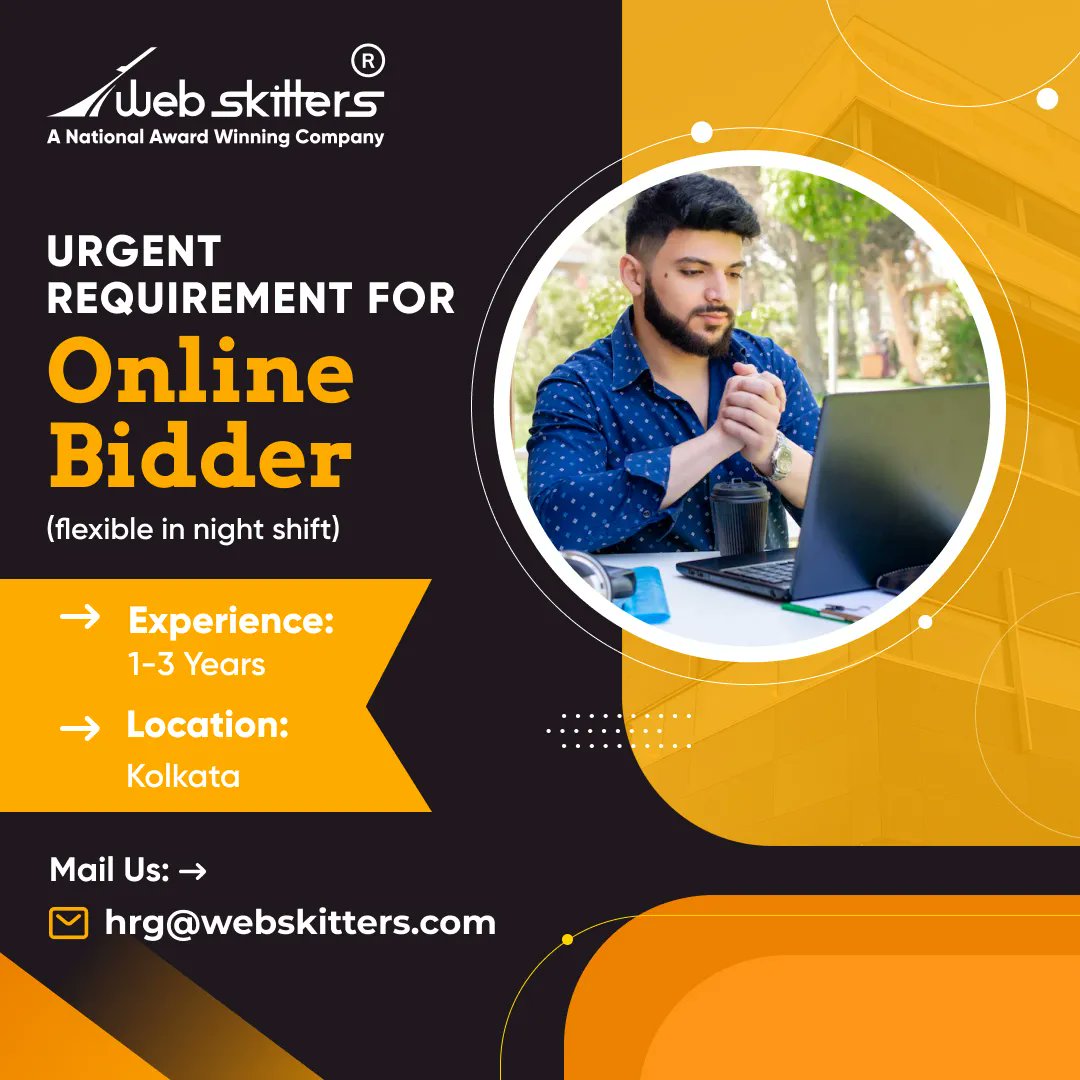 WebSkitters's tweet photo. Are you a night owl and an online bidder?
We have got the right opportunity for you!
Share your CV with us at
hrg@webskitters.com
And get ready to experience the brilliance of working for a National Award-Winning Company!
#Webskitters #onlinebidder #jobvacancy #shapeyourcareer https://t.co/esrL4MNwPh