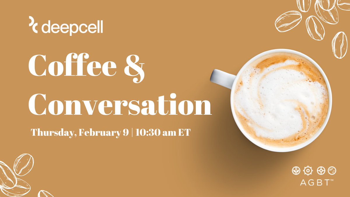 deepcellbio's tweet photo. TODAY at #AGBT23: Join us for coffee and conversation! Have questions about the #morpholome? Interested in a review of our new data sets? Quench your curiosity while you quench your thirst with a Deepcell-sponsored coffee break at 10:30am. Plus, enter to win an iPad! https://t.co/0IJ1tUjUds