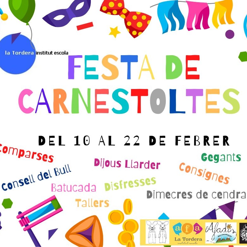 IELaTordera's tweet photo. Us esperem el dia 17 a les 10.30h per celebrar el Carnestoltes i gaudir de les comparses que els infants estan preparant amb molta il·lusió. Si voleu podeu venir disfressats!! https://t.co/NoBJGBUFp9