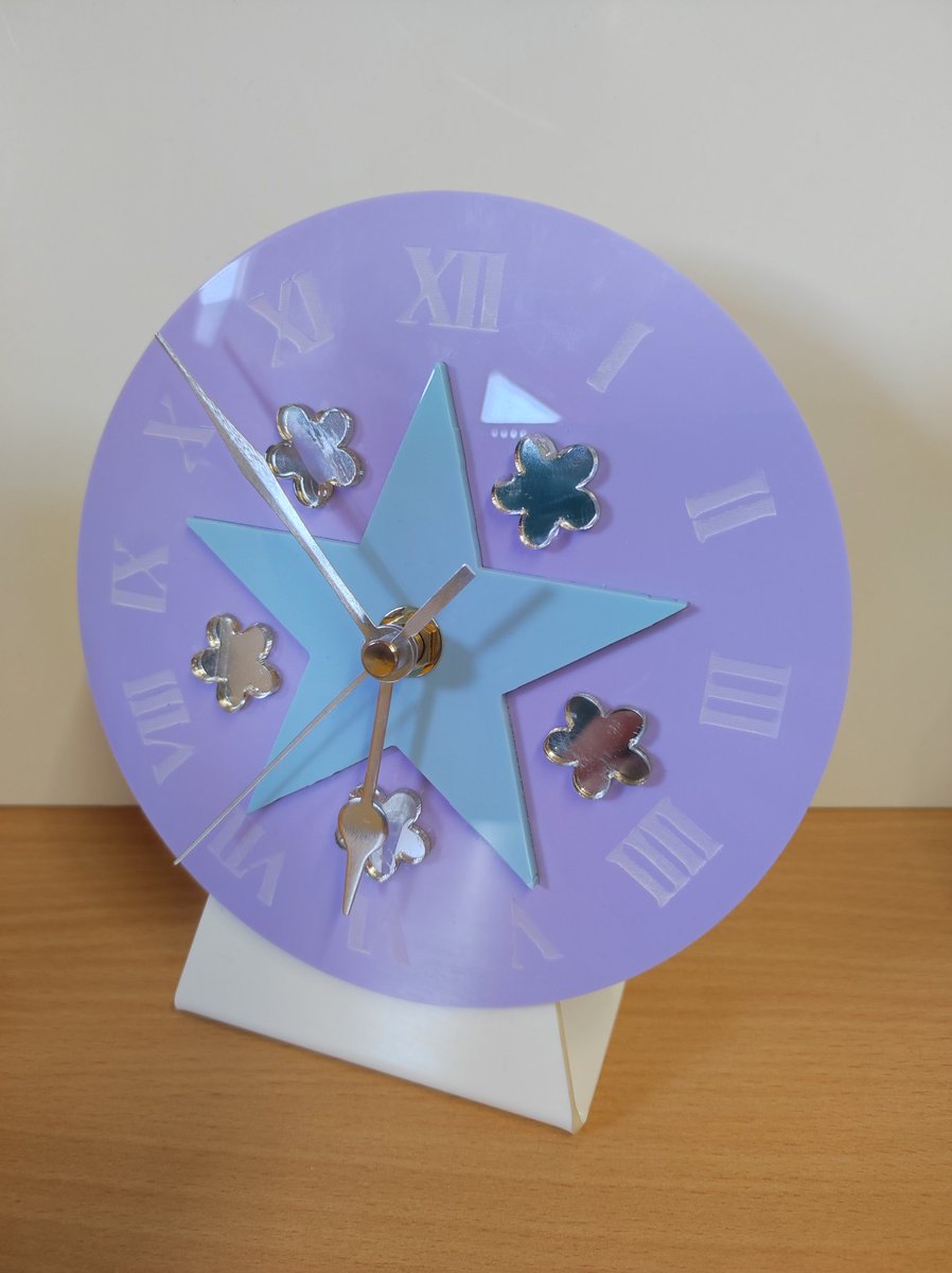 First batch of desk-top clocks completed by LKi form today. They have worked so hard to develop creative CAD CAM designs and been fantastic in the workshop learning to cut, shape and line bend their acrylic stands. Very proud of their efforts!