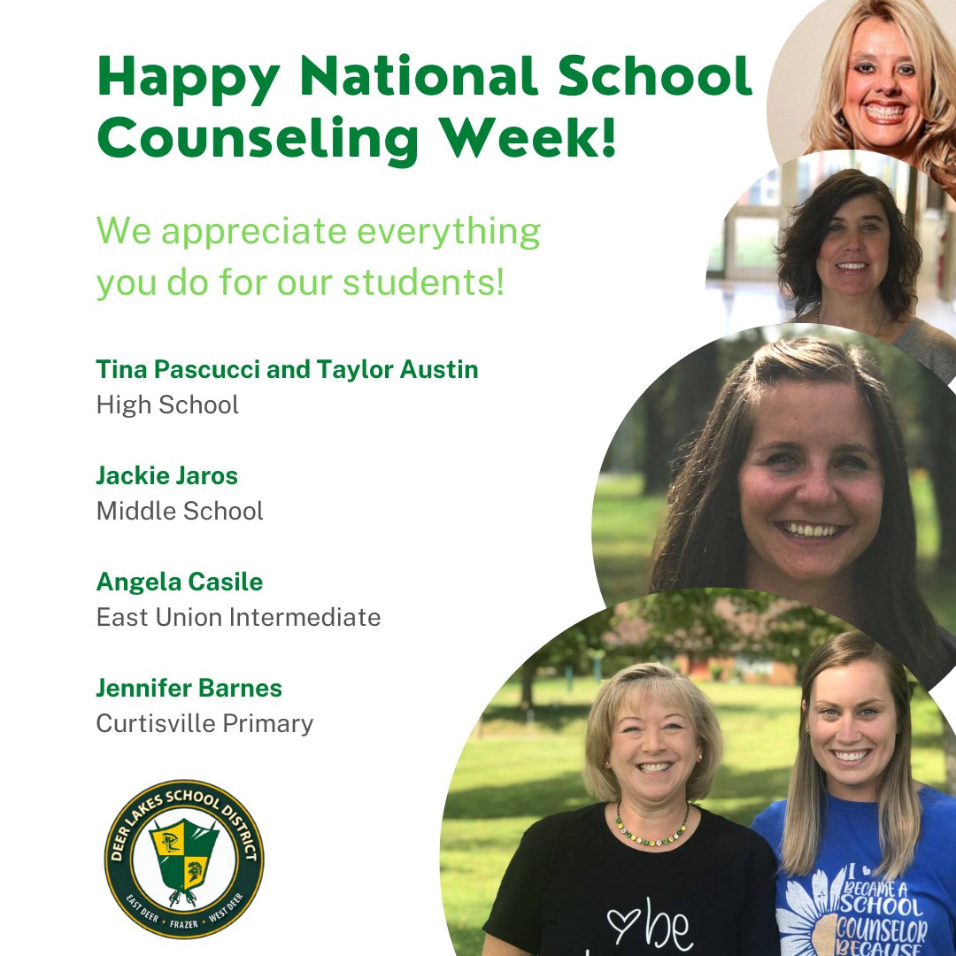 deerlakessd's tweet photo. Happy National School Counseling Week to our amazing school district counselors! We appreciate everything you do with our students! #DLProud https://t.co/y5fG1tPntG