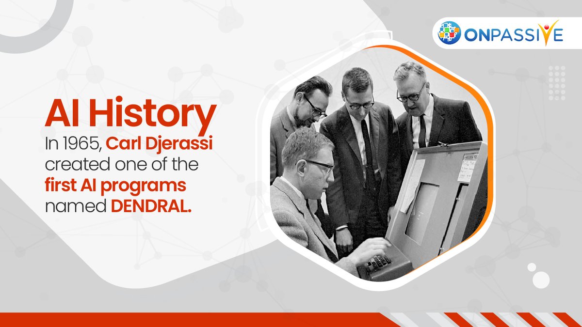 ONPASSIVE's tweet photo. DENDRAL, a chemical-analysis expert system, was adopted by industries and those in academia because of its ability to hypothesize a substance’s molecular structure expertly.

#carldjerassi #aihistory #ONPASSIVE #TheFutureOfInternet #AI #customerservice #Tech #Technology #TechNews https://t.co/gHC6U28RQU