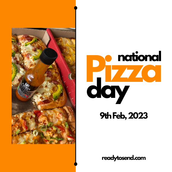 ReadyToSend's tweet photo. 🍕🍕🍕 #PizzaDay2023 at 𝗥𝗲𝗮𝗱𝘆 𝘁𝗼 𝗦𝗲𝗻𝗱 🍕🍕🍕
A quickie staff lunch to celebrate National Pizza Day. 
Lots of pizza, a splash of super-hot ghost pepper sauce and a bunch of great colleagues!! 
We're hoping for 'National Tropical Island Holiday Day' soon!!! https://t.co/BOW5XHiDa5