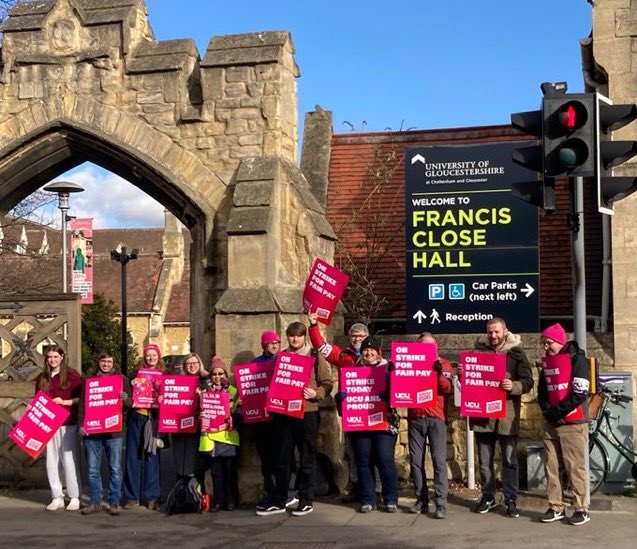 Solidarity with all my #university colleagues on strike today for fair pay and improved working conditions. Here we are at @ucuglos #ucuRISING