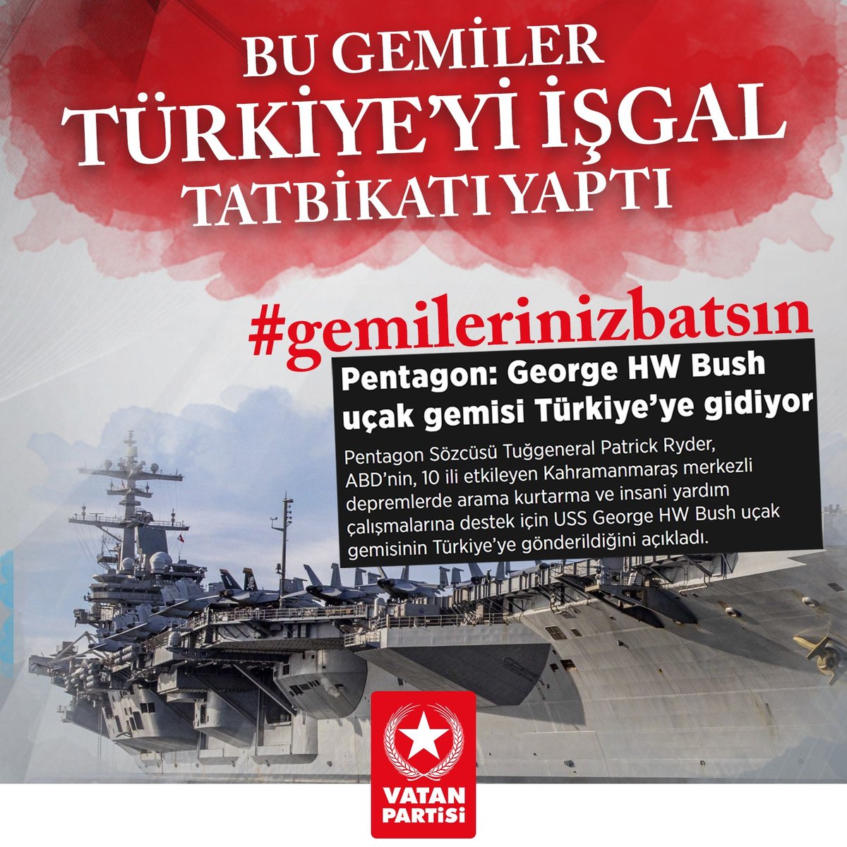 demiralaybaris's tweet photo. O gemide deprem yardımı yok. O gemide namlularını Türkiye'ye çevirmiş ABD'nin silahları var. ABD'den gelse gelse felaket gelir. Türkiye devletiyle, ordusuyla, milletiyle görev başında! #gemilerinizbatsın https://t.co/H9LrGqA57Q