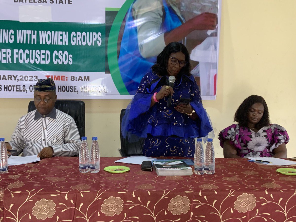inecbayelsa's tweet photo. Town Hall Meeting with Women and Gender Focused CSOs in Bayelsa State on INEC's Preparedness held on 9th February, 2023 https://t.co/L2NFsNhK7D