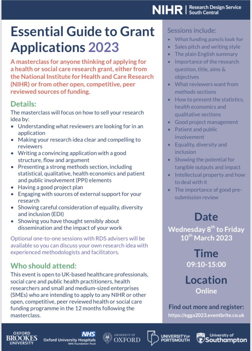 INSPIREresp (@inspireresp_uk) on Twitter photo Do you want to get better at selling your research idea? 👀
<a href="/NIHRresearch/">National Institute for Health and Care Research</a> grant application masterclass running in March
Details below👇 Do you want to get better at selling your research idea? 👀
<a href="/NIHRresearch/">National Institute for Health and Care Research</a> grant application masterclass running in March
Details below👇