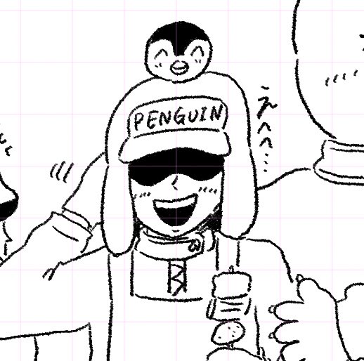 ペンギソて世界で1番描きやすい🥹(目も髪も見えないからね) 