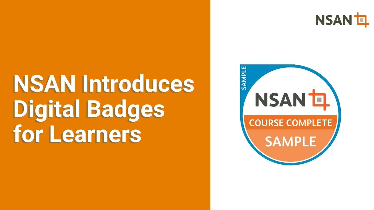 NSA_Nuclear's tweet photo. NSAN Introduces Digital Badges for Learners!🎉👏

If you are currently on an NSAN eLearning course via the eLearning Network or you have booked a classroom or online training course through NSAN, then you will benefit from our new service.

More Info: https://t.co/0CU75pPj7p https://t.co/cNlnp3vf9y