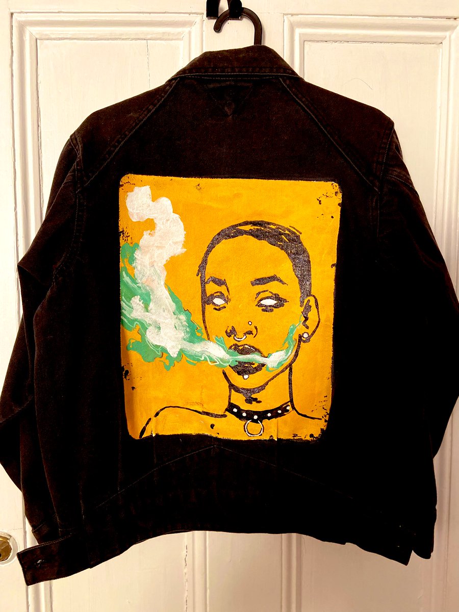 AllDarkMatter's tweet photo. Smoke . Custom denim jacket.#streetwear #graffiti #streetart #smoke https://t.co/FT5lk4NDUY