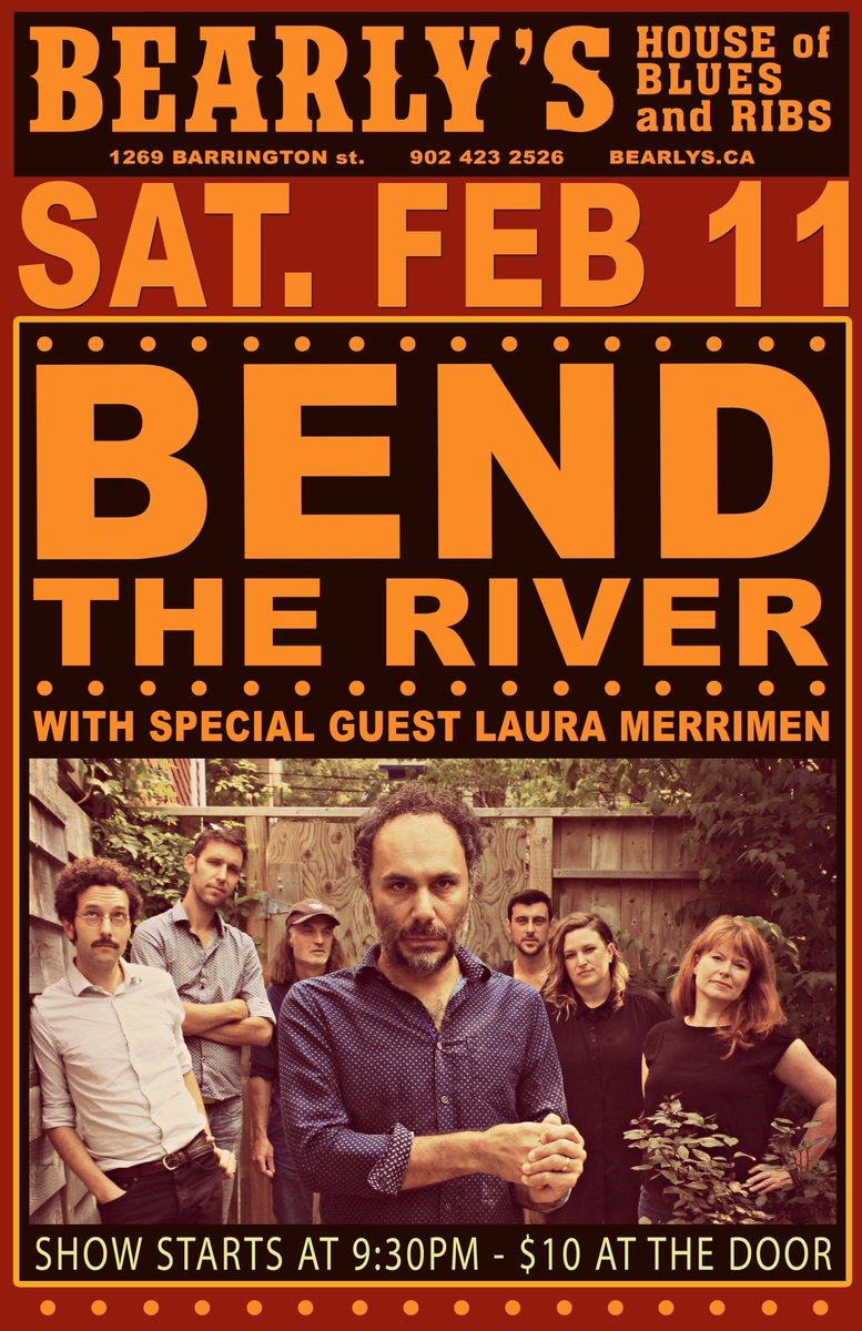 <a href="/bendtheriver/">Bend the River</a> and <a href="/lauramerrimen/">LM</a> at <a href="/BearlysHalifax/">Bearly's</a> this Saturday night!!!  $10