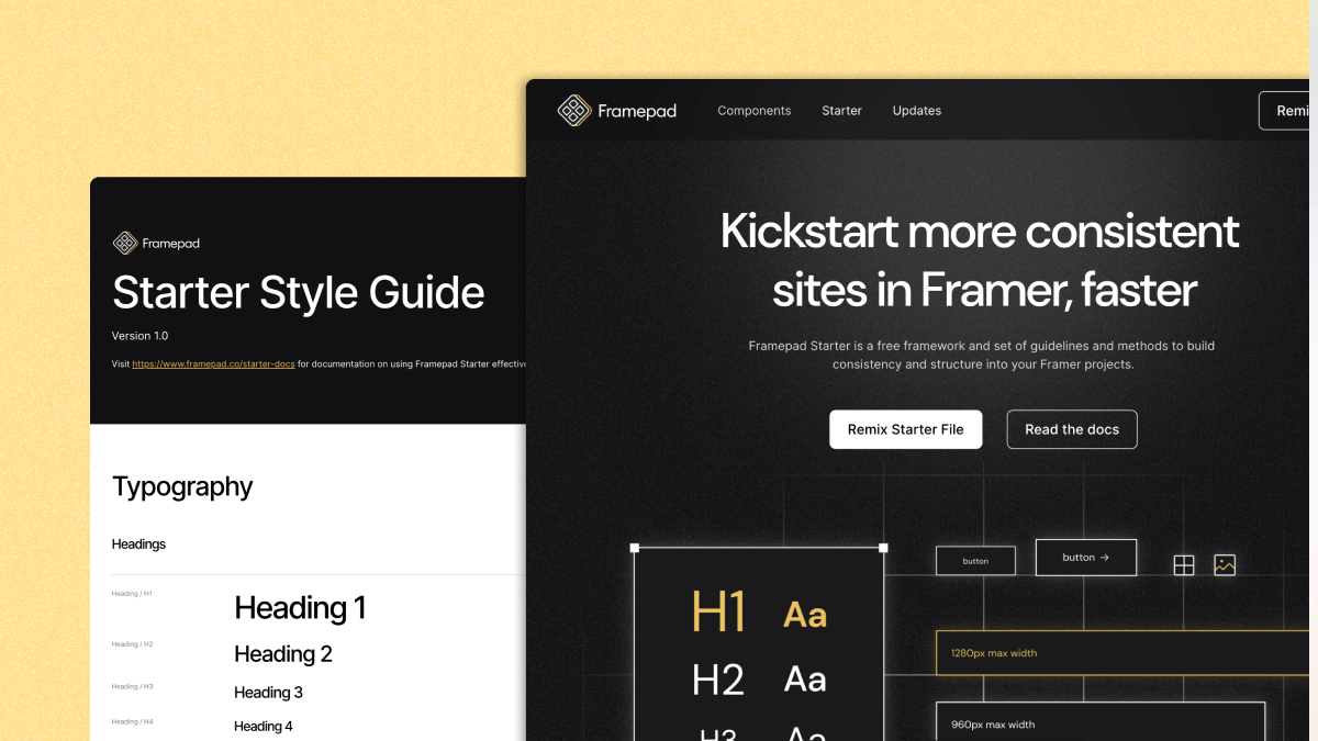 🚨 Super excited to announce, I'm launching Framepad Starter to the public! Thanks to those who helped me test this over the last few weeks!

Framepad Starter is a free framework and set of guidelines and methods to build consistency and structure into your <a href="/framer/">Framer</a> projects.