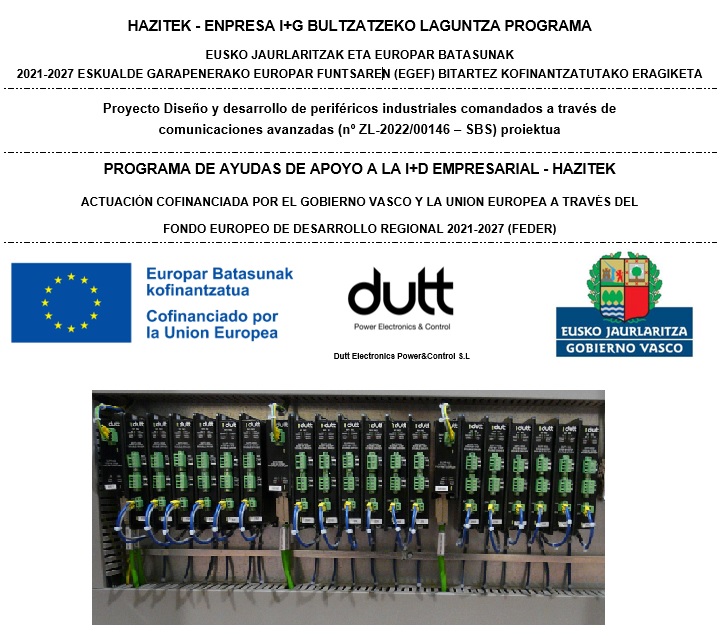 duttelectronics's tweet photo. Nuestro proyecto SBS: Diseño y Desarrollo de periféricos Industriales comandados a través de comunicaciones avanzadas, entre los cofinanciados por @EkoGarapena y #FondosFEDER
Gracias también a @Bantecgroup
 
#Hazitek2022 #BasqueIndustry #DesarrolloTecnologico #Innovacion #SBS https://t.co/MxJOSC9aAZ