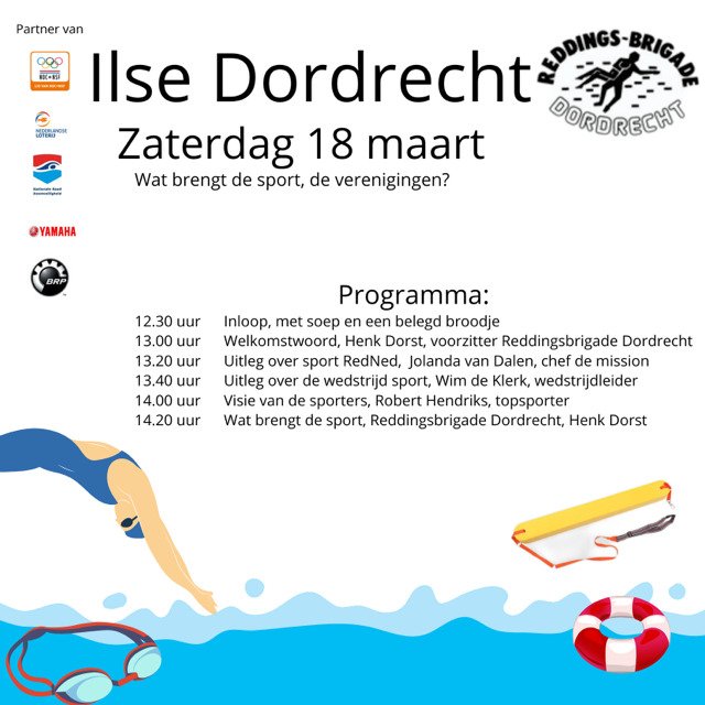 Reddingsbrigade Nederland (@knbrd) on Twitter photo Side-event voor elke #reddingsbrigade met belangstelling voor de #lifesavingsport tijdens ILSE Dordrecht: Wat brengt de sport de verenigingen?Aanmelden voor zaterdag 18 maart kan via secretaris@rbdordrecht.nl.
@RBDordrecht <a href="/ILSEurope/">The International Life Saving Federation-Europe</a> Side-event voor elke #reddingsbrigade met belangstelling voor de #lifesavingsport tijdens ILSE Dordrecht: Wat brengt de sport de verenigingen?Aanmelden voor zaterdag 18 maart kan via secretaris@rbdordrecht.nl.
@RBDordrecht <a href="/ILSEurope/">The International Life Saving Federation-Europe</a>