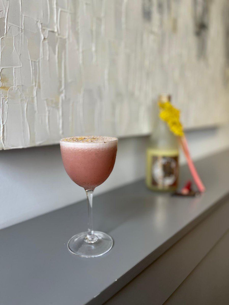 Dry January is over! 😂

Et voila…our Yorkshire rhubarb schnapps cocktail🍹 

Created using ‘ginjo yuzushu’ sake with rhubarb schnapps &amp; purée 😋 

Shaken with egg white &amp; finished with freshly grated Indonesian long pepper-this cocktail is crazy popular! 🤪🥳

Rightfully so!🤤