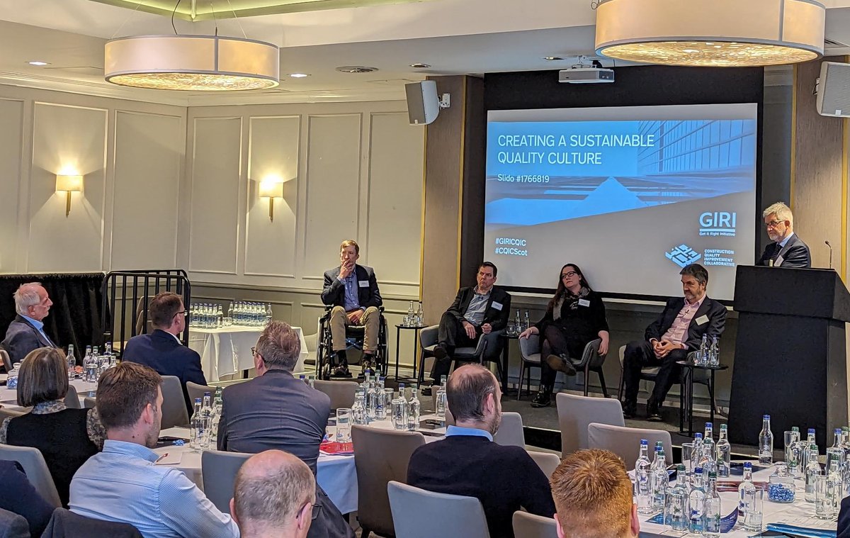 Patrick Brown, <a href="/TamsieThomson/">Tamsie Thomson</a>, <a href="/AndersonDja22/">David Anderson</a>, and Nick Ribbons participate in the final panel discussion of the day at the <a href="/CQICScotland/">CQIC</a> and GIRI event about construction's quality culture challenge.

Thank you to everyone who came. We hope you have enjoyed the day.

#CQiCScot