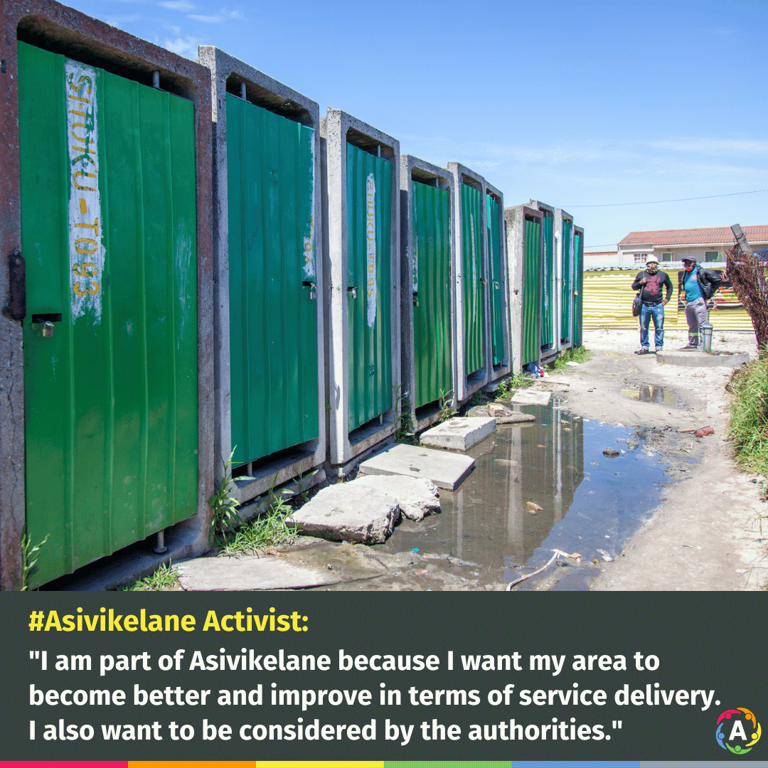 Residents across #SouthAfrica are joining #Asivikelane to improve basic service delivery in their communities. We work with residents and local government to identify hot-spots where taps, toilets and refuse removal is needed.