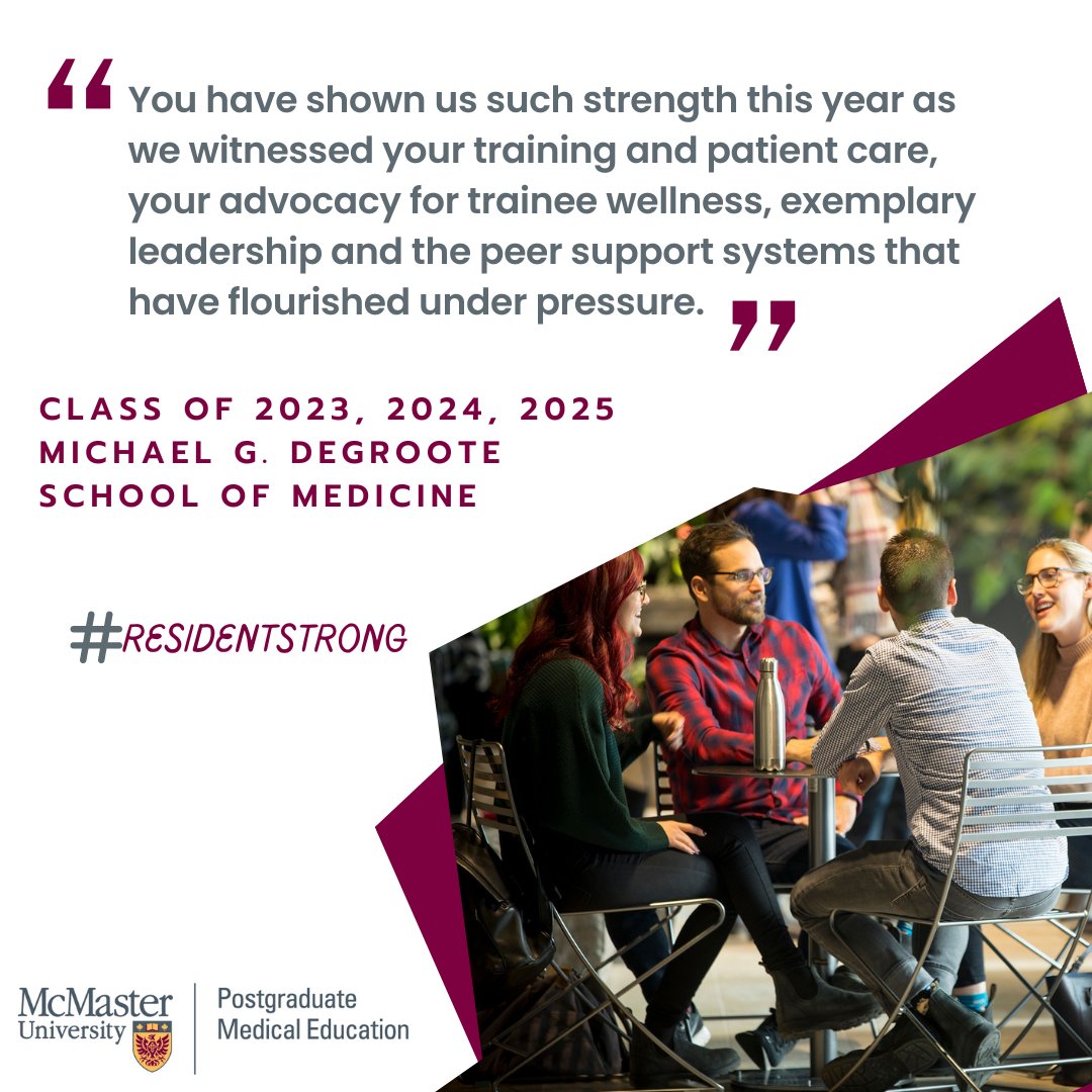 McMasterPGME's tweet photo. Day 4 of Resident Doctor Appreciation Week 2023 - It wouldn't be a celebration without words from our Michael G. DeGroote Medical Students, class of 2023, 2024, 2025!
#ResidentStrong #ResidentDoctorAppreciation2023 #McMasterPGME #MacPGME #MacLovesOurResidents @ResidentDoctors https://t.co/64MPmjyUlY