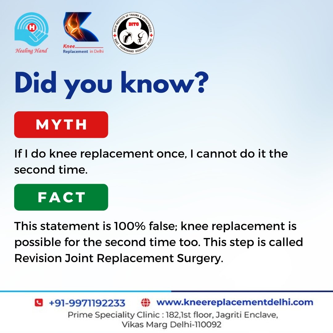 DrShekharDITO's tweet photo. ❌Myth vs ✅Fact
For More Info: https://t.co/AoFLDeG6ez

#robotickneereplacementdelhi #myths #facts #mythfacts #Robotics #kneesurgeryindelhi #kneereplacement #delhidoctors #Robotsurgery #delhi #kneereplacementdelhi #BestKneeReplacement https://t.co/Ba2M89hudg