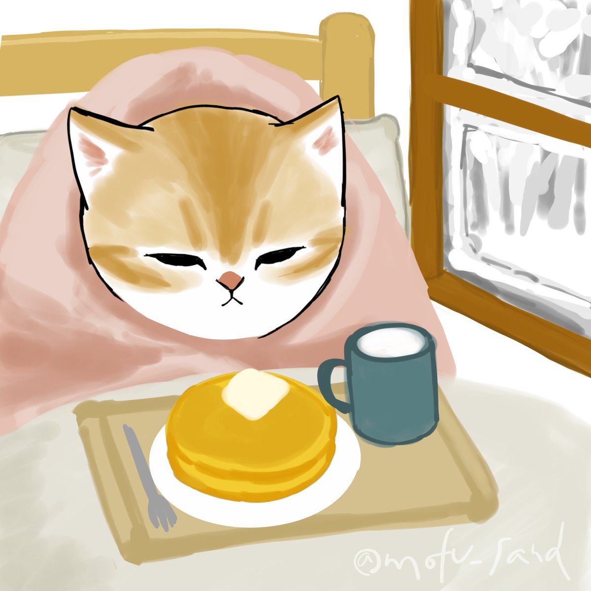 「明日寒いらしいからお布団から出ない!(決心) 」|ぢゅの🐈のイラスト